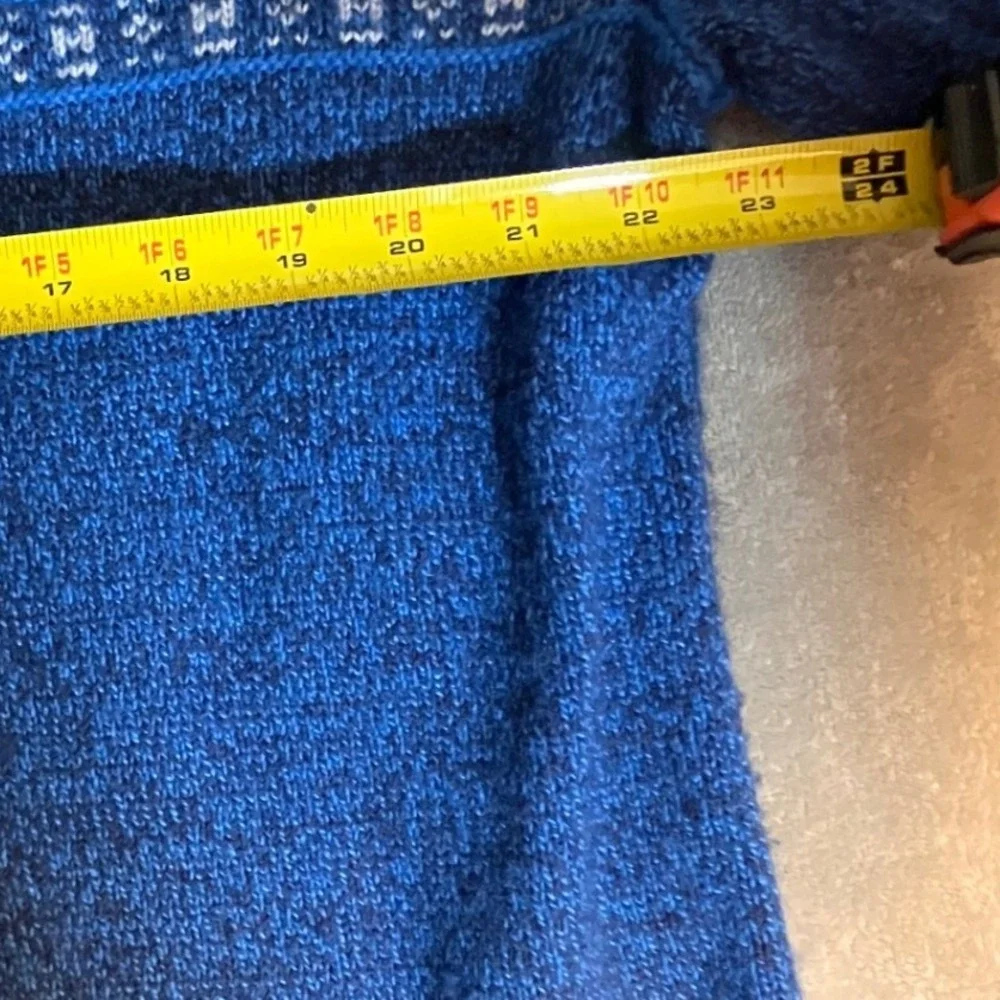Lands End Blue Snowflake Fair‎ Isle Crew Neck Sweater XL Wool Blend Grandpa Ski
